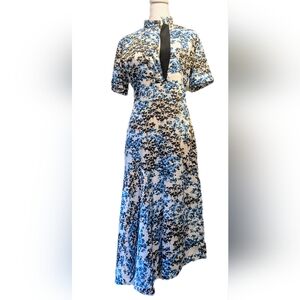 Cedric Charlier Short Sleeve Fit & Flare Impressionist Floral Spring Maxi -6-